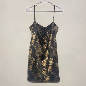 Urban Outfitters | Black and Gold Dragon Print Dress | Size Medium